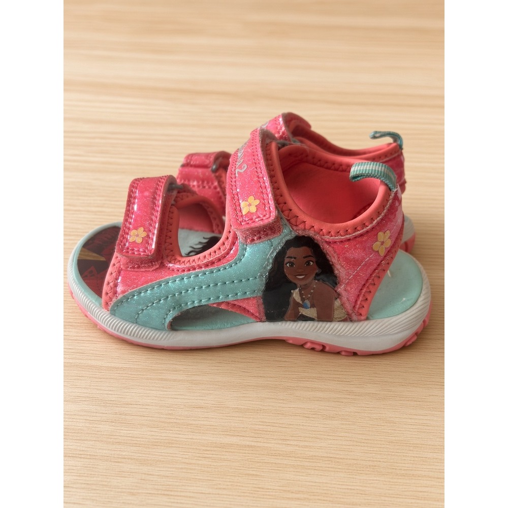 Disney Moana 2 Toddler Girls Pink Teal Glitter Athletic Sport Sandals Size 7